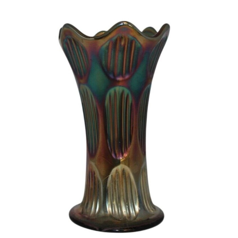 Irridescent Carnival Glass Vase 7" Tall  Vintage Fenton?